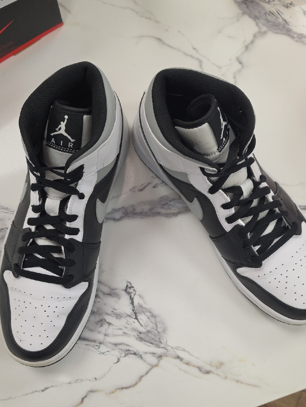 Nike Air Jordan 1 Mid White Shadow(used) Men's Sneakers in White/Black/Grey